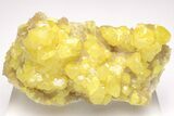 Lustrous Yellow Sulfur Crystals on Calcite - Poland #206043-1